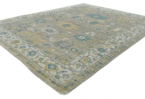 Muted Brown Floral Transitional 8X10 Oushak Oriental Rug