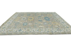 Muted Brown Floral Transitional 8X10 Oushak Oriental Rug