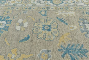 Muted Brown Floral Transitional 8X10 Oushak Oriental Rug