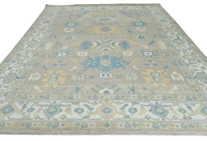 Muted Brown Floral Transitional 8X10 Oushak Oriental Rug