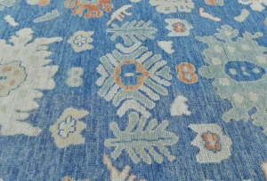 Muted Royal blue Floral Transitional 8X10 Oushak Oriental Rug