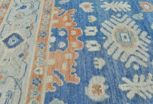 Muted Royal blue Floral Transitional 8X10 Oushak Oriental Rug