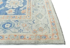 Muted Royal blue Floral Transitional 8X10 Oushak Oriental Rug