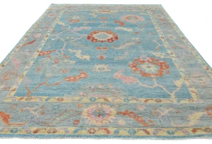 Muted  light blue Floral Transitional 8X10 Oushak Oriental Rug