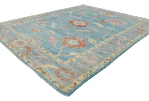 Muted  light blue Floral Transitional 8X10 Oushak Oriental Rug