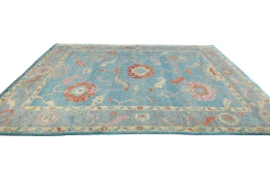 Muted  light blue Floral Transitional 8X10 Oushak Oriental Rug