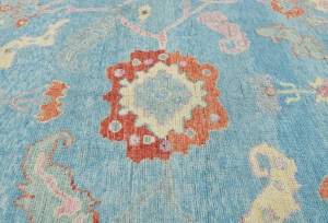 Muted  light blue Floral Transitional 8X10 Oushak Oriental Rug