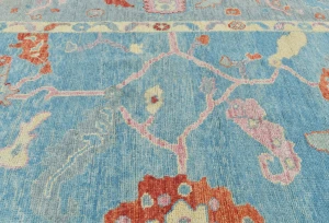 Muted  light blue Floral Transitional 8X10 Oushak Oriental Rug