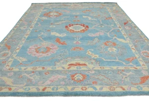 Muted  light blue Floral Transitional 8X10 Oushak Oriental Rug