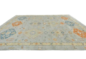 Muted Colors Floral Transitional 10X14 Oushak Oriental Rug