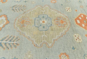 Muted Colors Floral Transitional 10X14 Oushak Oriental Rug