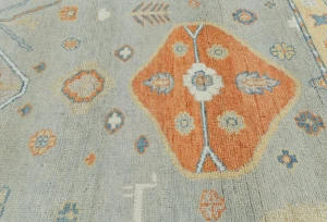 Muted Colors Floral Transitional 10X14 Oushak Oriental Rug