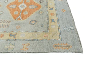 Muted Colors Floral Transitional 10X14 Oushak Oriental Rug