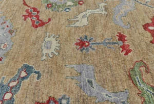 Brown Floral Transitional  10'7X13'5 Oushak Pakistan Rug