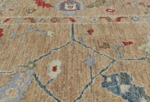Brown Floral Transitional  10'7X13'5 Oushak Pakistan Rug