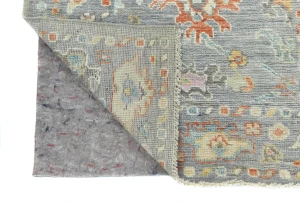 Muted Gray Floral Transitional 3X10 Oushak Oriental Runner Rug