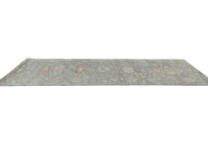 Muted Gray Floral Transitional 3X10 Oushak Oriental Runner Rug