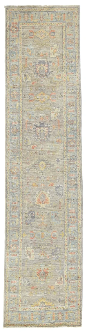 Muted Colors Floral 3X10 Oushak Oriental Runner Rug