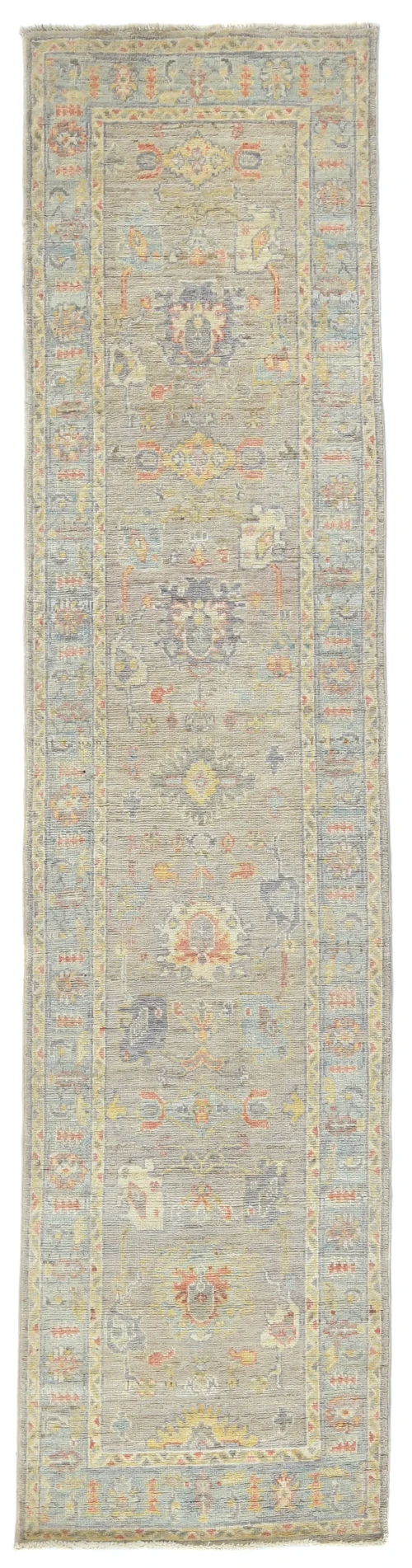 Muted Colors Floral 3X10 Oushak Oriental Runner Rug