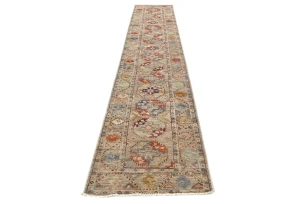 Brownish Gray Tribal 3X14 Kazak Oriental Runner Rug