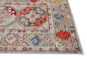 Brownish Gray Tribal 3X14 Kazak Oriental Runner Rug
