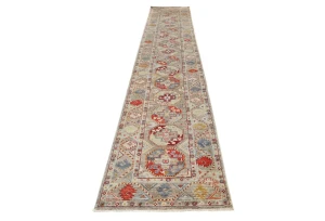 Brownish Gray Tribal 3X14 Kazak Oriental Runner Rug
