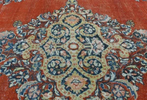 Semi Antique Muted Floral 10X14 Distressed Vintage Oriental Rug