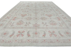 Muted Floral Transitional 12X16 Oushak Peshawar Oriental Rug