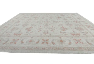 Muted Floral Transitional 12X16 Oushak Peshawar Oriental Rug