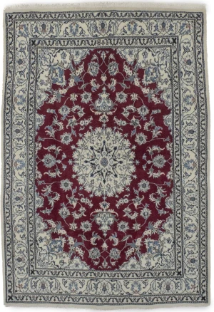 Red Floral Traditional 5'3X7'9 Nain Tabas Persian Rug