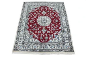 Red Floral Traditional 5'3X7'9 Nain Tabas Persian Rug