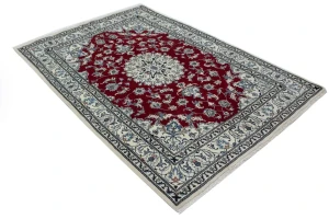 Red Floral Traditional 5'3X7'9 Nain Tabas Persian Rug
