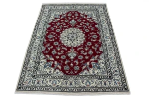 Red Floral Traditional 5'3X7'9 Nain Tabas Persian Rug