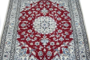 Red Floral Traditional 5'3X7'9 Nain Tabas Persian Rug