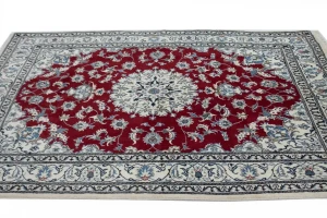 Red Floral Traditional 5'3X7'9 Nain Tabas Persian Rug