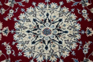 Red Floral Traditional 5'3X7'9 Nain Tabas Persian Rug