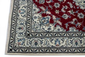 Red Floral Traditional 5'3X7'9 Nain Tabas Persian Rug