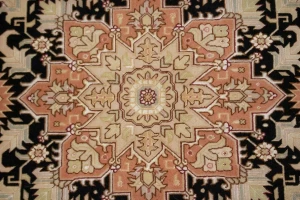 Black Traditional 3X6 Floral Tabriz Persian Oriental Rug