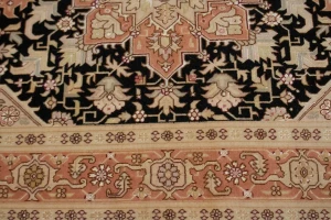 Black Traditional 3X6 Floral Tabriz Persian Oriental Rug