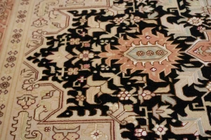 Black Traditional 3X6 Floral Tabriz Persian Oriental Rug