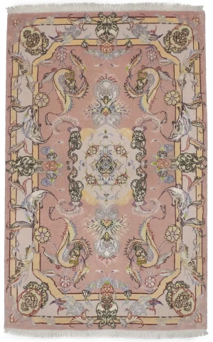Pastel Pink Classic Pictorial 3X4 Tabriz Persian Rug