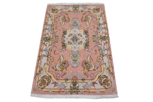 Pastel Pink Classic Pictorial 3X4 Tabriz Persian Rug