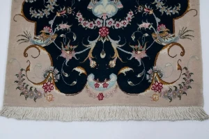 Dark Navy & Cream Traditional 2X3 Pair of Tabriz Persian Rugs