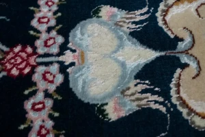 Dark Navy & Cream Traditional 2X3 Pair of Tabriz Persian Rugs