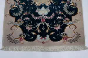Dark Navy & Cream Traditional 2X3 Pair of Tabriz Persian Rugs
