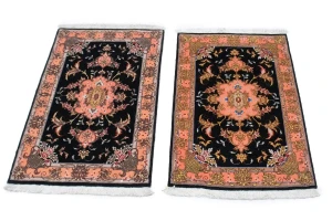 Black Traditional 2X3 Set of Tabriz Persian Rugs