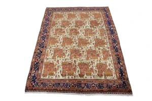 Muted Cream Semi Antique Floral 6'6X9'4 Sirjan Persian Rug