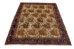 Muted Cream Semi Antique Floral 6'6X9'4 Sirjan Persian Rug