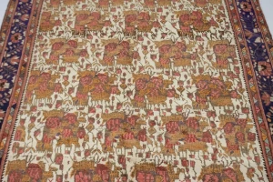 Muted Cream Semi Antique Floral 6'6X9'4 Sirjan Persian Rug