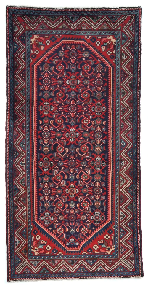 Vintage Purple-navy Floral Tribal 3'4X6'9 Hamedan Persian Rug
